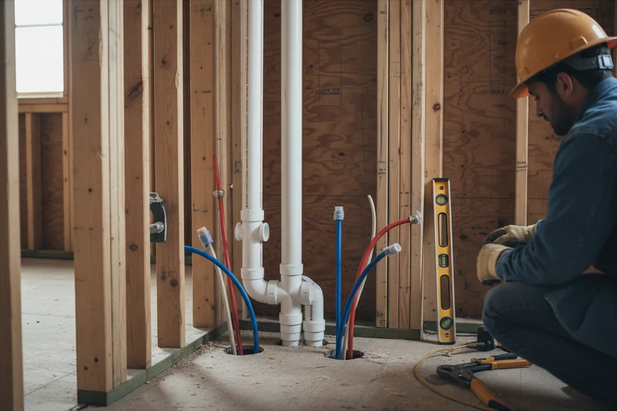 Drain and supply rough-in during Leak Detection in Totz